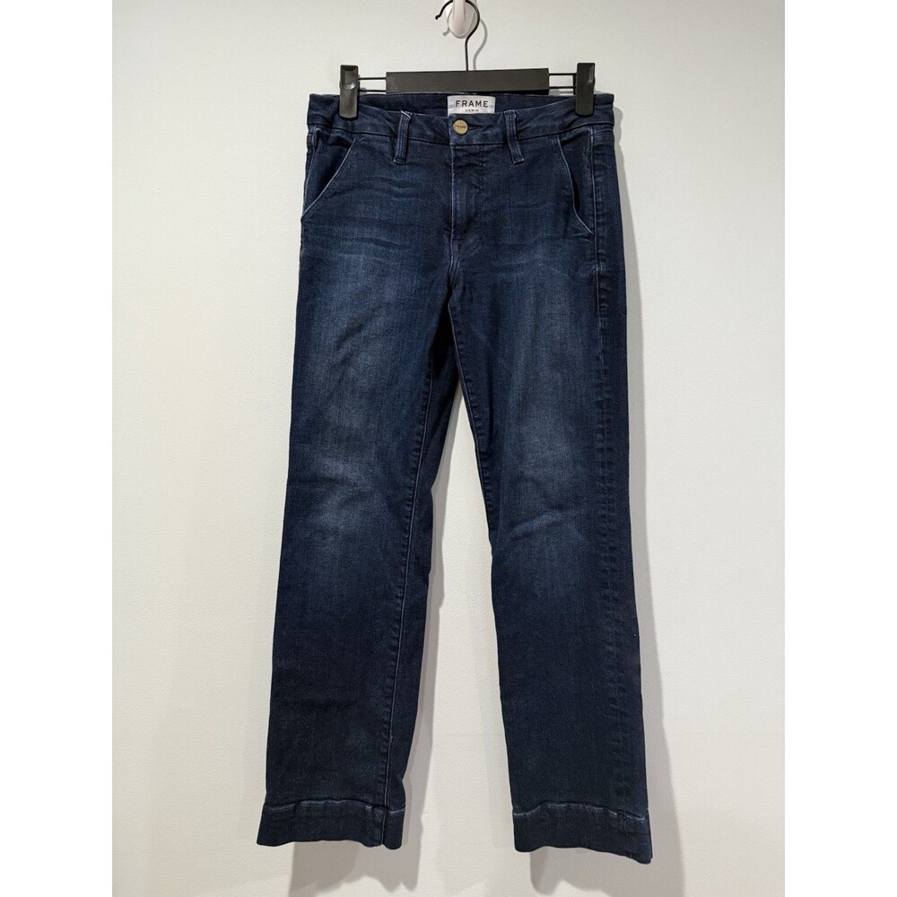 Frame Denim Jeans Womens 27** Straight Leg Cropped Dark Wash Cotton Stretch